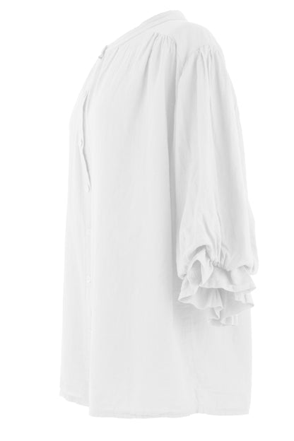 3/4 Balloon Sleeve Linen Shirt