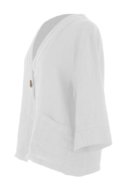 One Button Linen Jacket