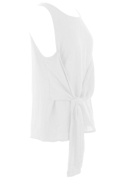 Sleeveless Side Tie Linen Top