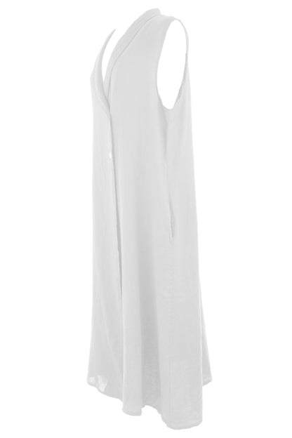 Sleeveless Collar Neck Linen Dress