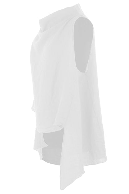 Sleeveless Cowl Neck Linen Top