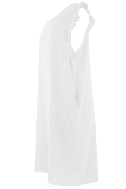 Sleeveless Button Back Linen Dress