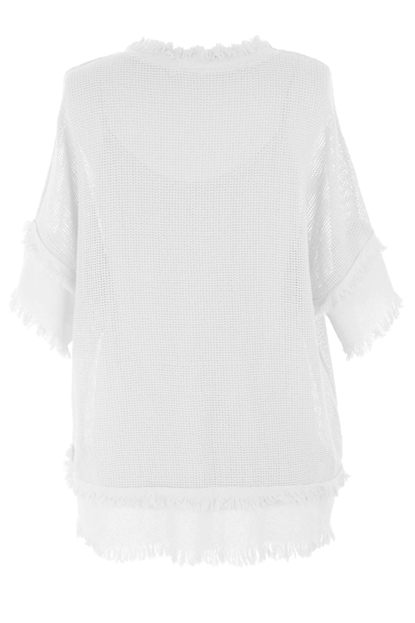 Frayed Trim Mesh Top with Vest