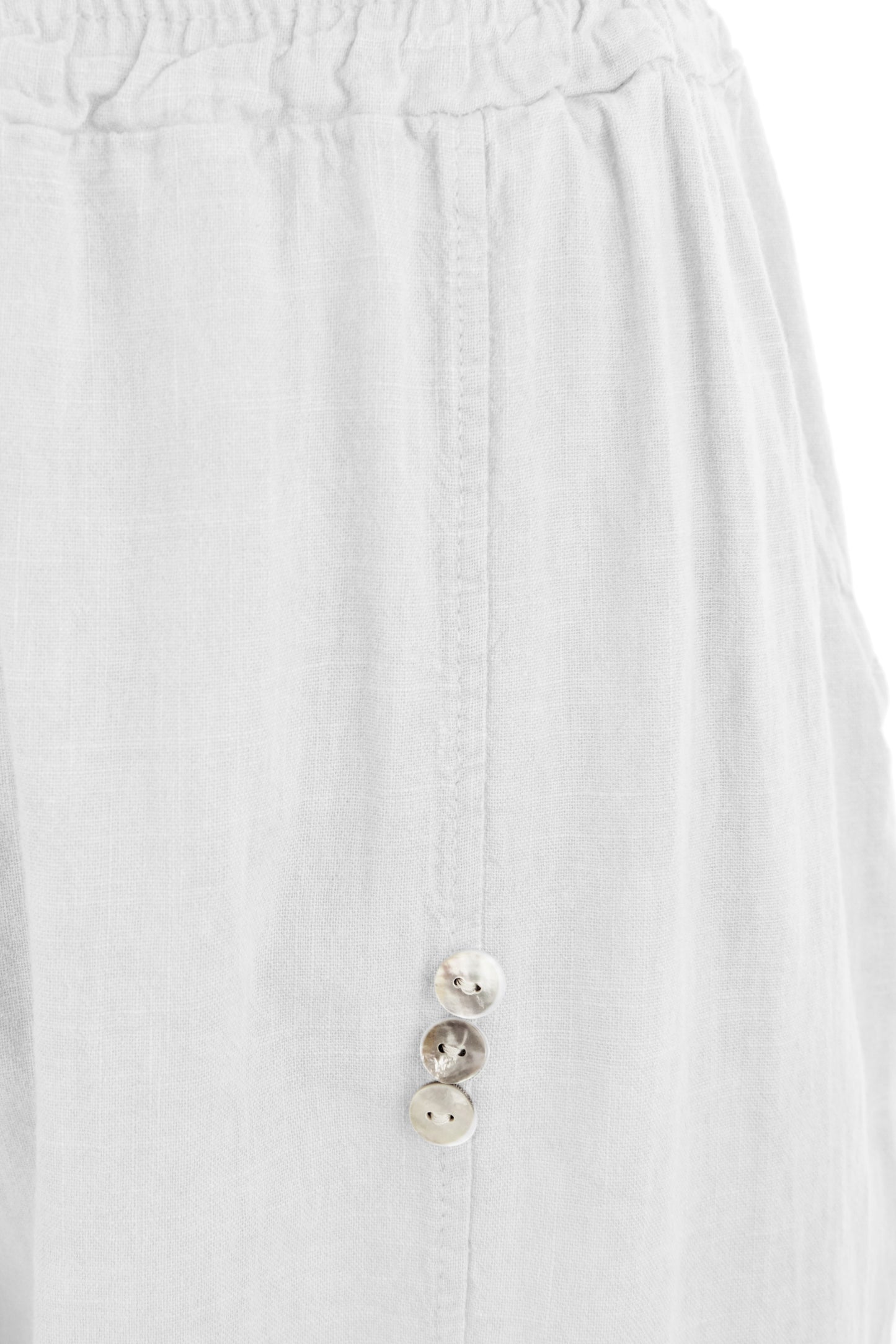 Button Detail Cropped Linen Trouser