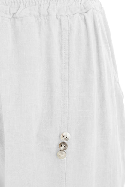 Button Detail Cropped Linen Trouser