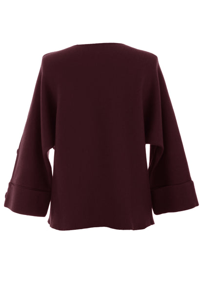 Button Detail 3/4 Sleeve Heavy Knit Jumper