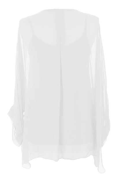 V Neck Silk Shirt with Vest