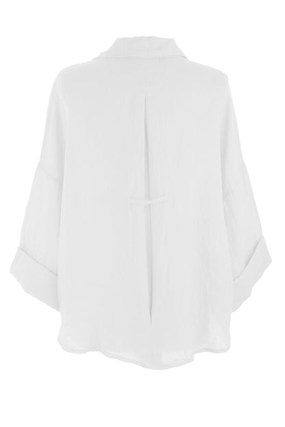 Collar V Neck Linen Shirt
