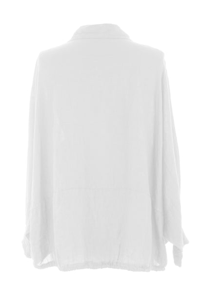 Drawstring Hem Linen Shirt
