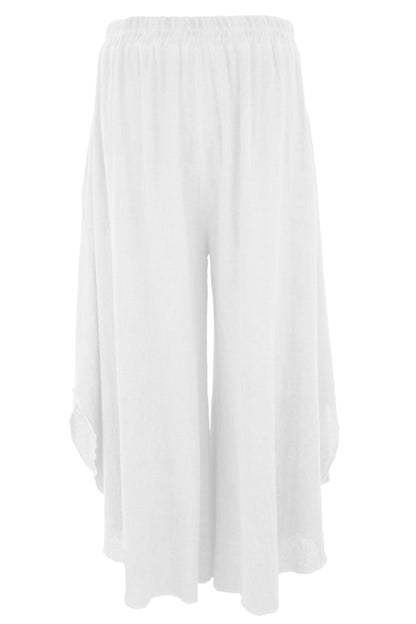 Side Slit Wide Leg Teabag Linen Trouser