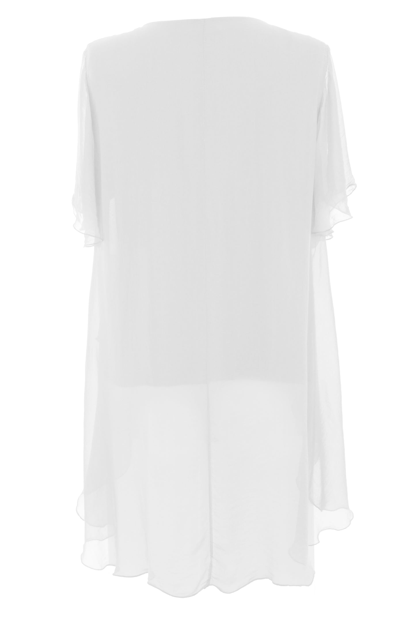 V Neck Crossover Hem Silk Blouse