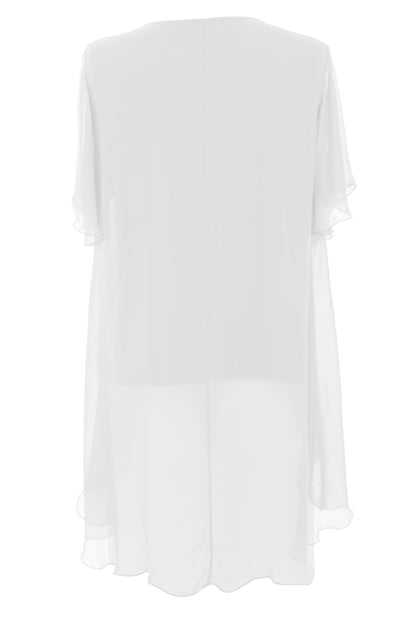 V Neck Crossover Hem Silk Blouse