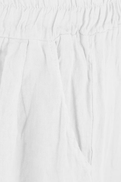 Frayed Trim Linen Shorts