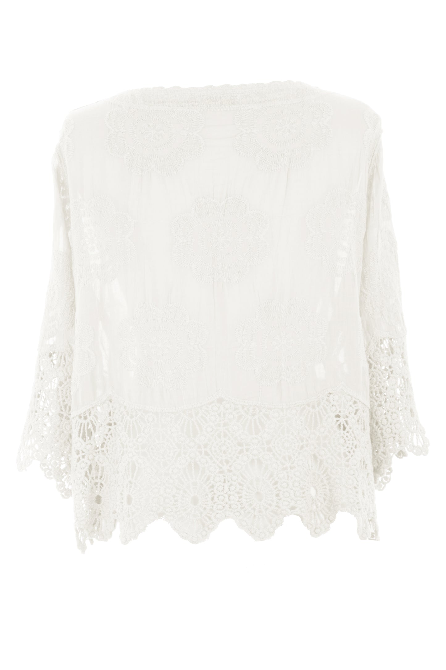 Crochet Trim Cotton Shirt