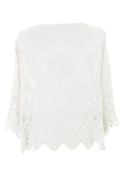 Crochet Trim Cotton Shirt