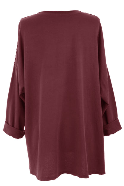 Flower Applique Crochet Jersey Top