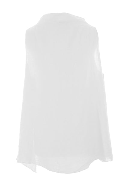 Sleeveless Cowl Neck Linen Top