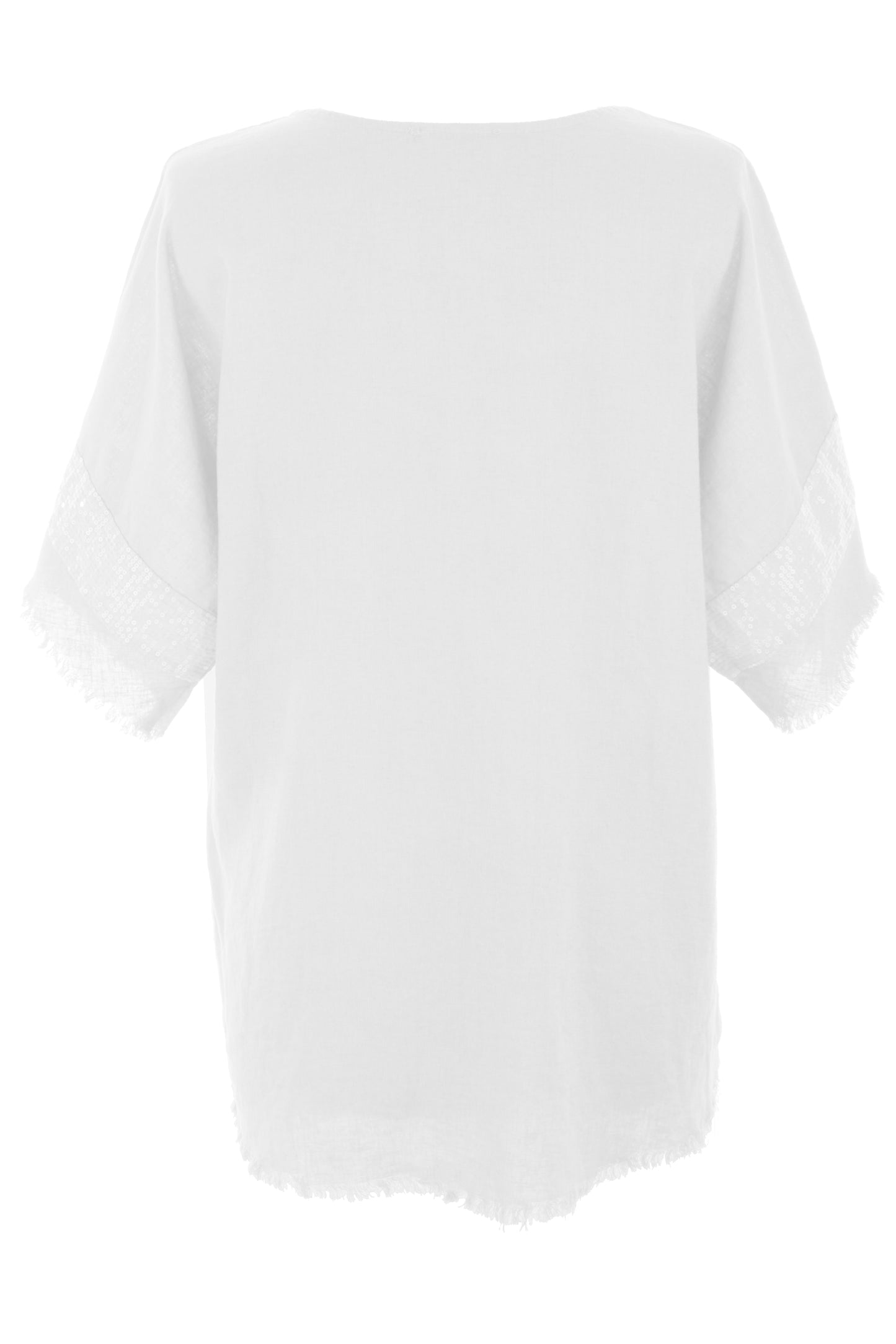 Sequin Trim Linen Top