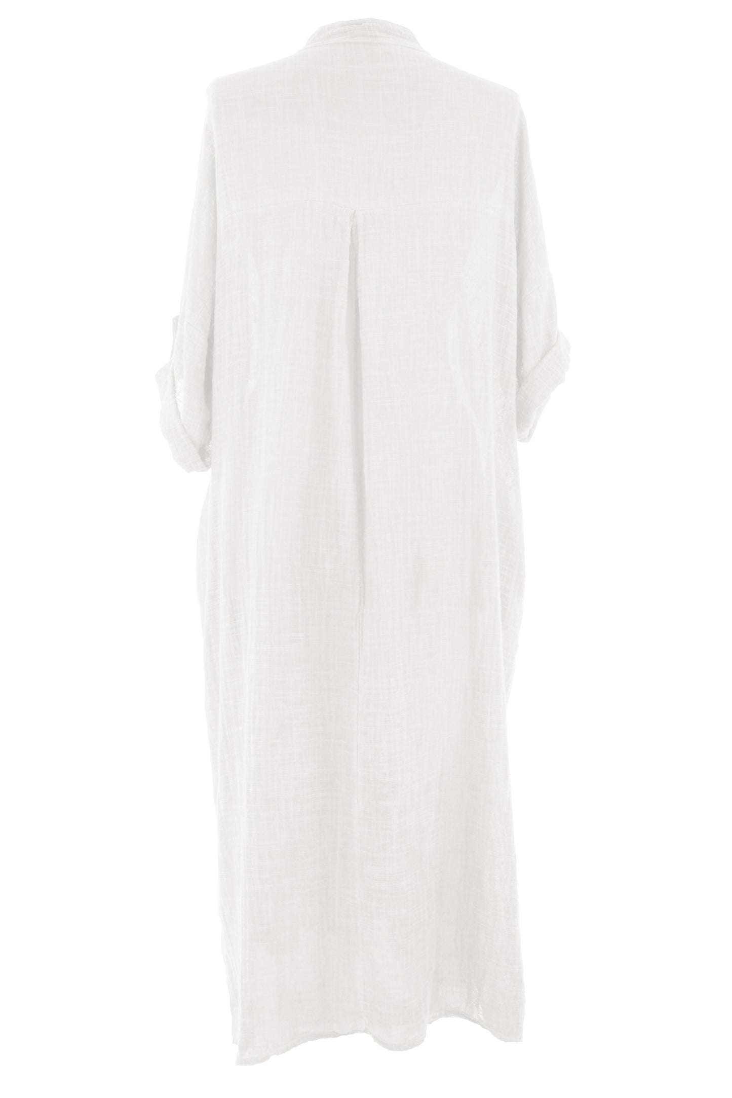 V Neck 2 Pocket Cotton Midi
