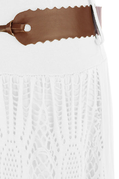 Crochet Tiered Belt Midi Skirt