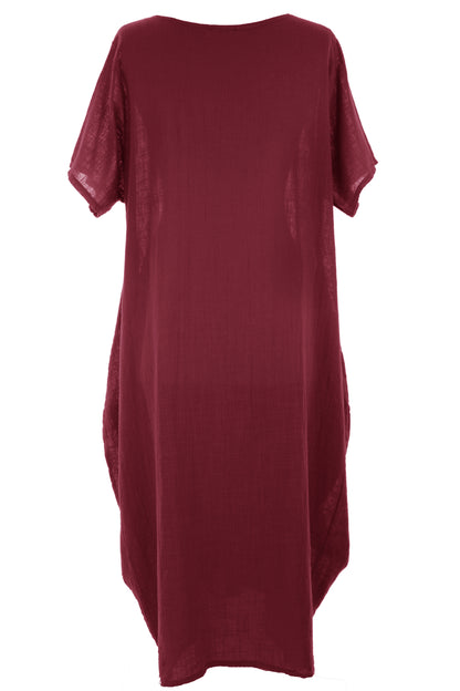 2 Pocket Cotton Tulip Midi Dress