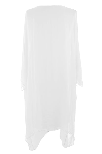 Ruched Front Silk Dress