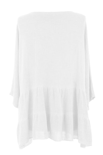 Tiered Hopsack Linen Top