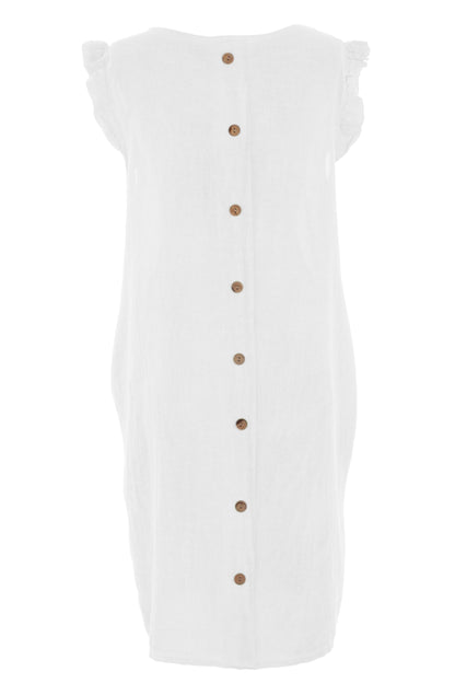 Sleeveless Button Back Linen Dress