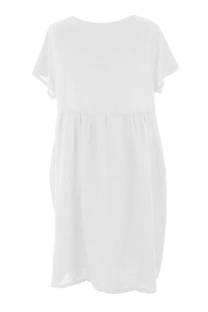 Short Sleeve 2 Pocket Linen Dress