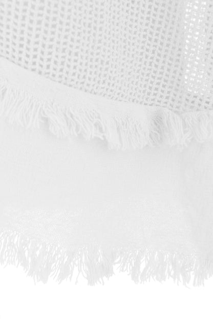 Frayed Trim Mesh Top with Vest