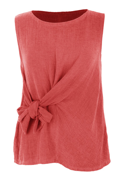 Side Tie Teabag Linen Top