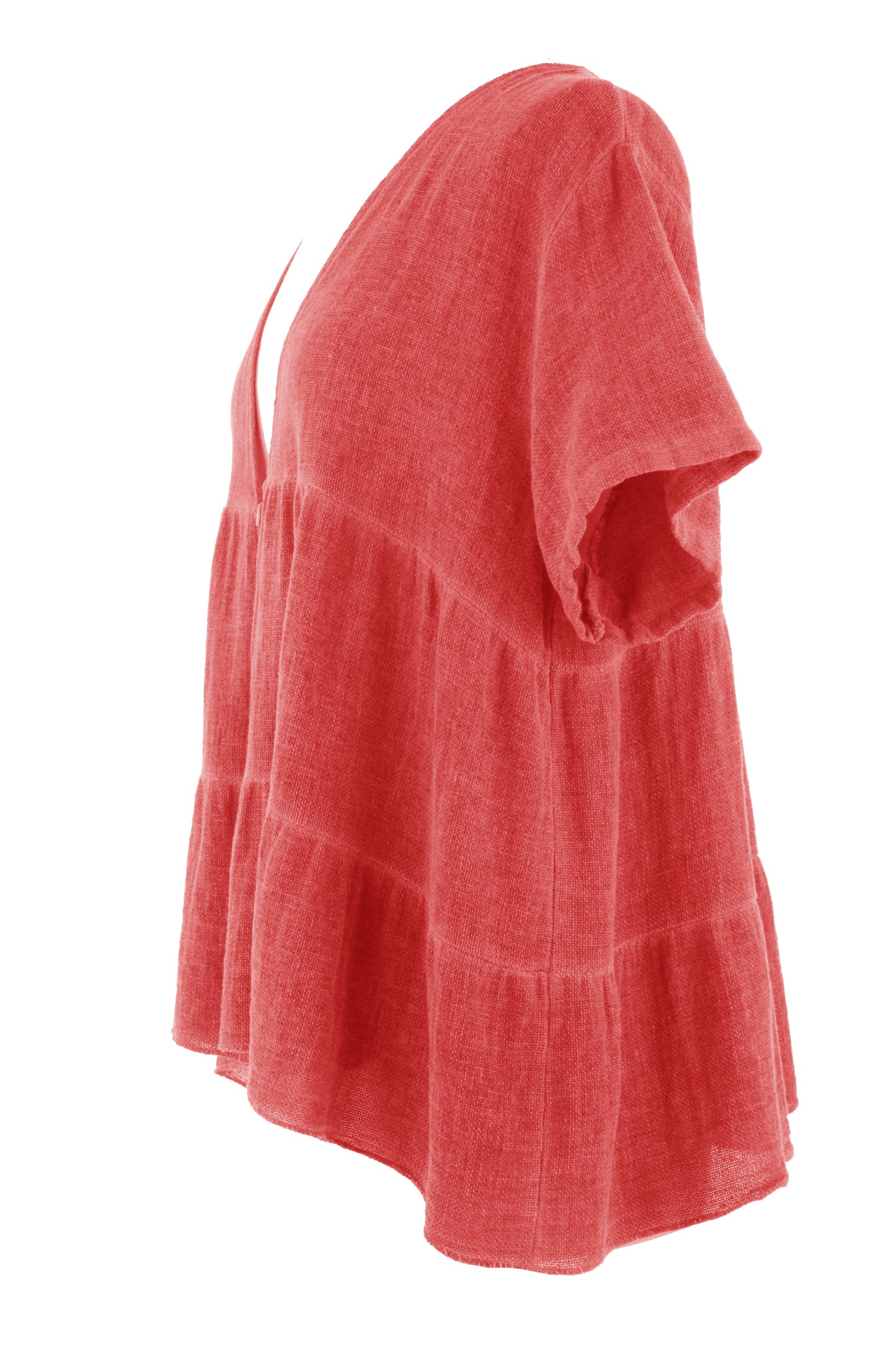 Button Tiered Linen Top