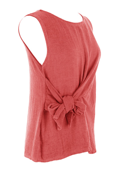 Side Tie Teabag Linen Top
