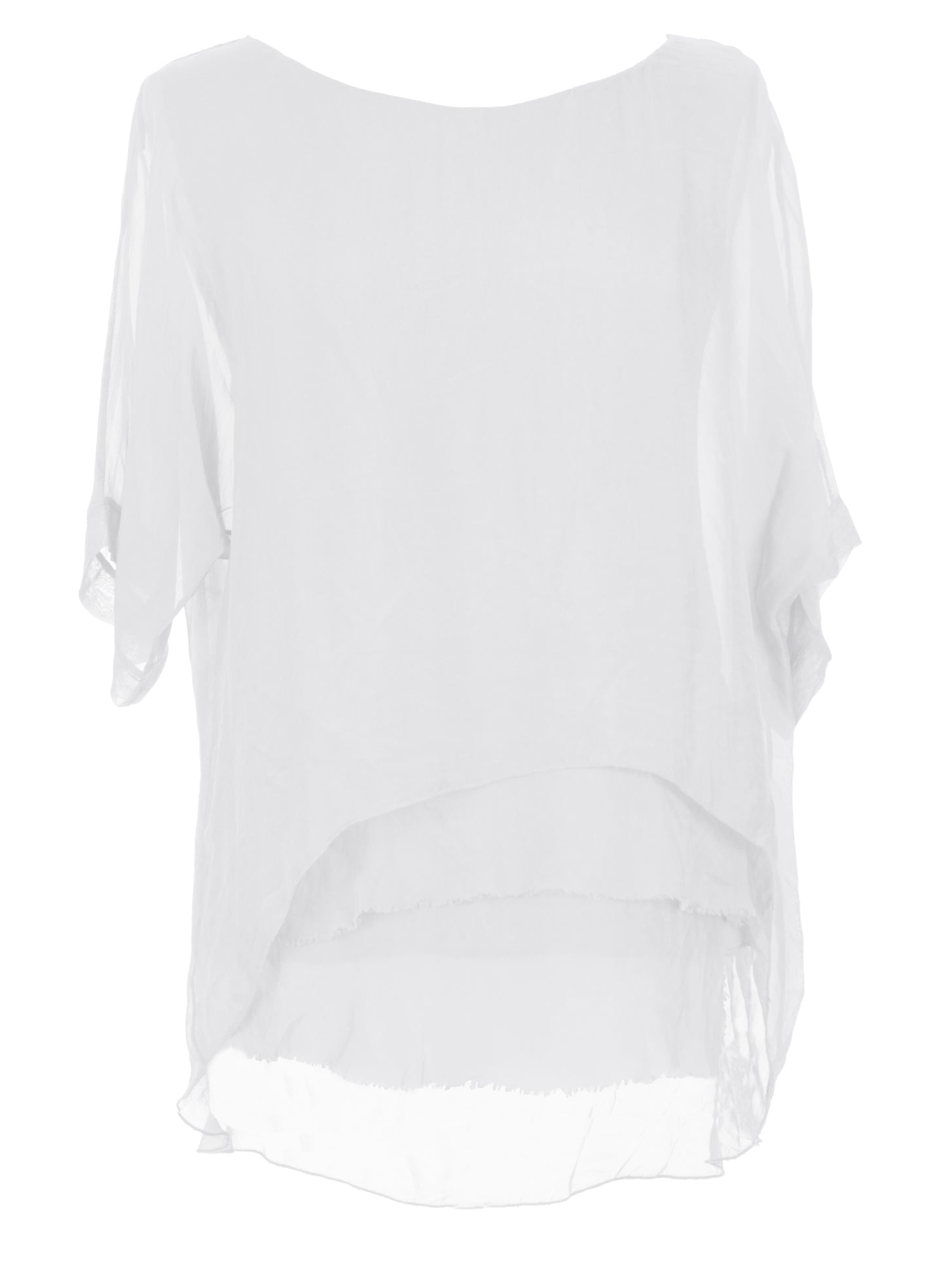 Frayed Hem Silk Top