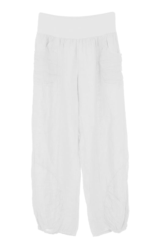 Ruched Ankle Linen Trouser