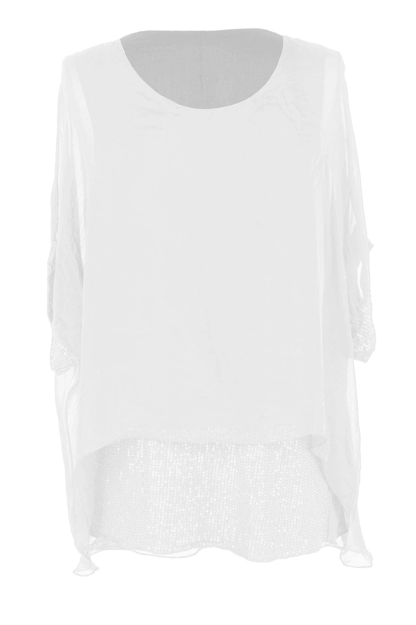 Sequin Hem Silk Top