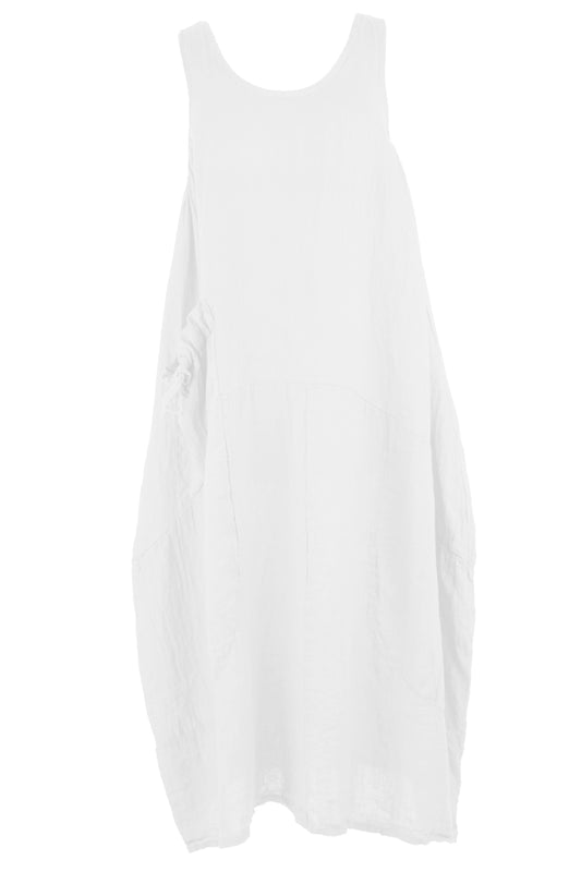 Sleeveless One Pocket Linen Dress