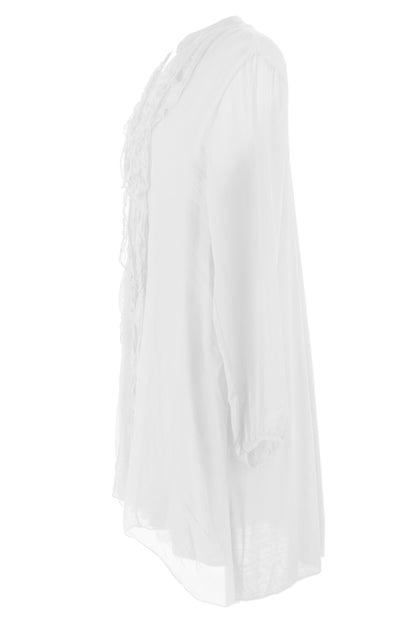 Frill Tassel Silk Blouse