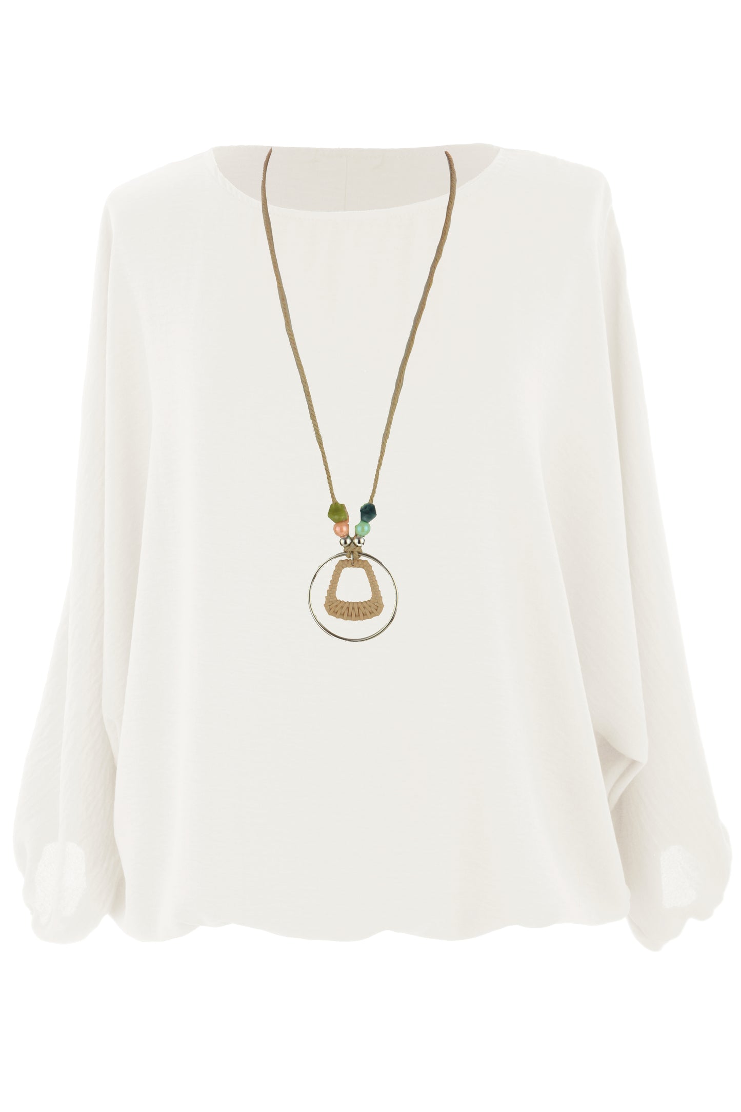 Puffball Hem Necklace Top