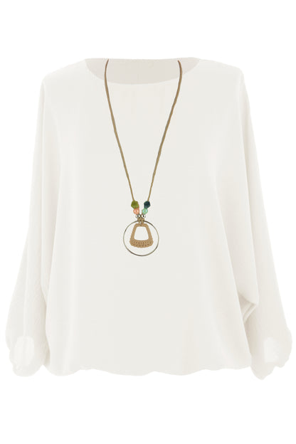 Puffball Hem Necklace Top