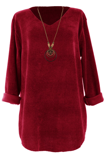 V Neck Chenille Necklace Top