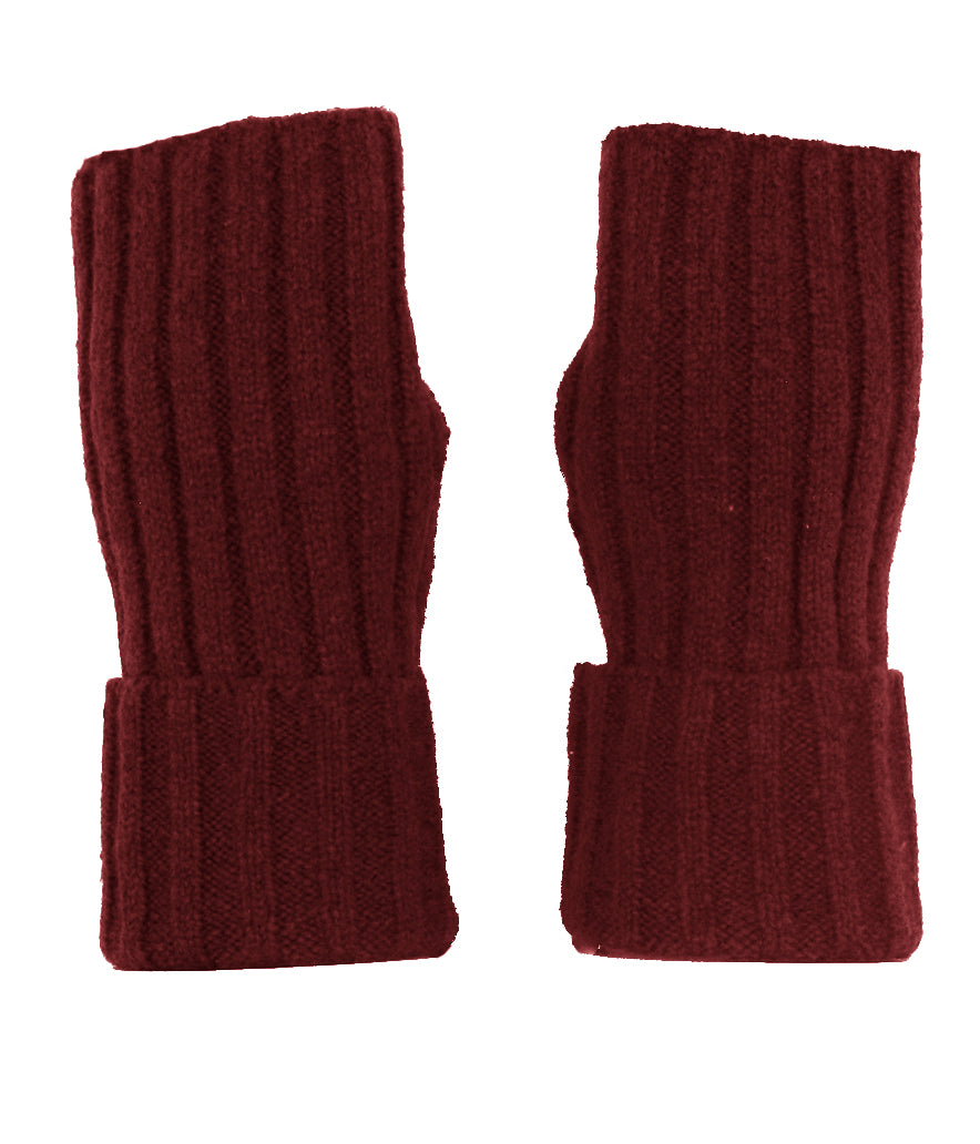 Fingerless Ribbed Knit Cashmere Gloves