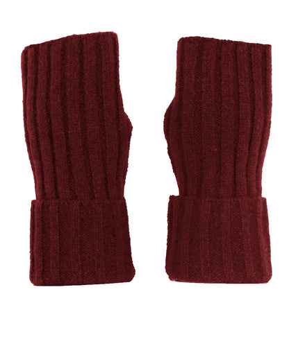 Fingerless Ribbed Knit Cashmere Gloves