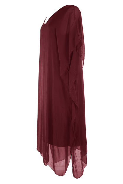 Batwing Silk Kaftan Midi