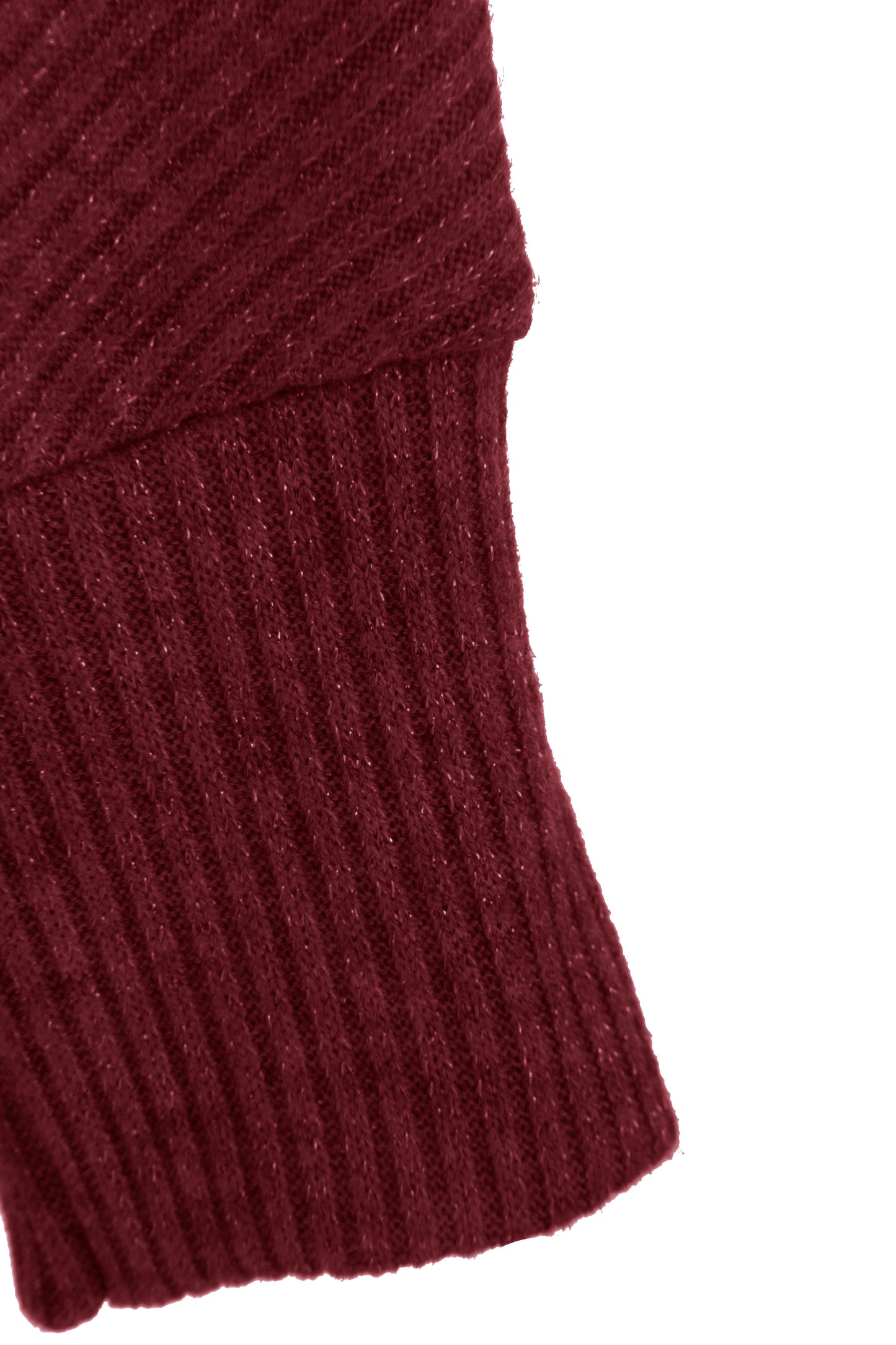 Cowl Neck Lurex Ribbed Top