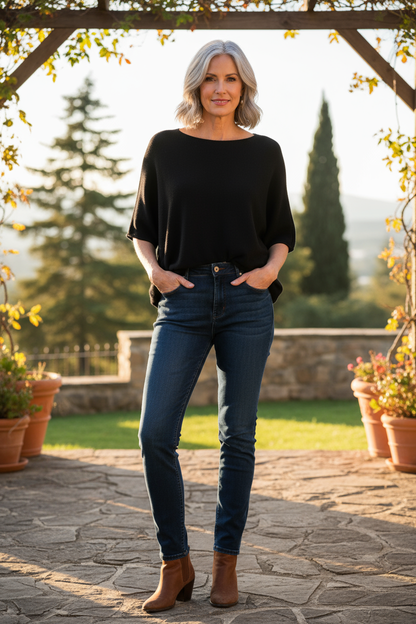 Batwing Short Sleeve Soft Knit Jumper