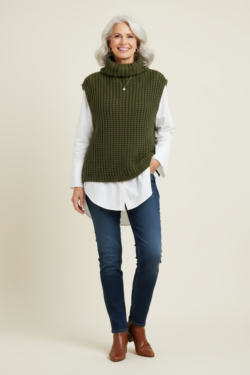 Sleeveless Roll Neck Jumper