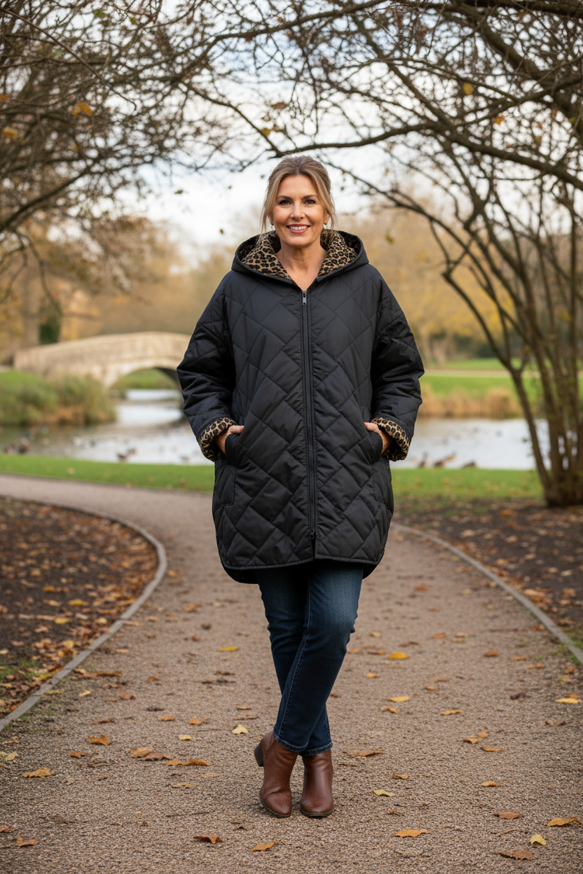 Leopard Print Lined Quilted Jacket