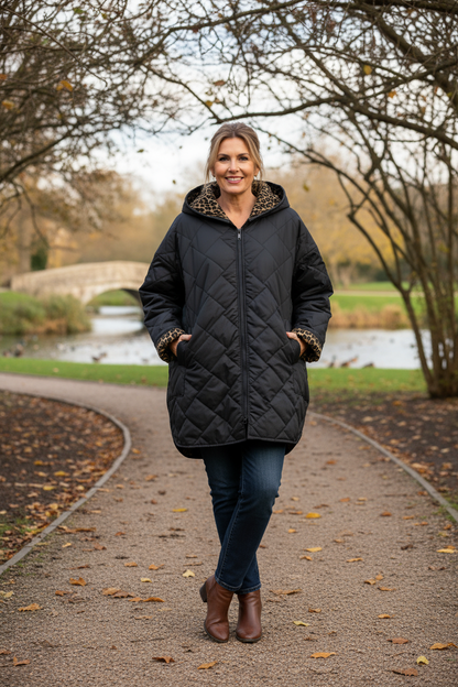 Leopard Print Lined Quilted Jacket