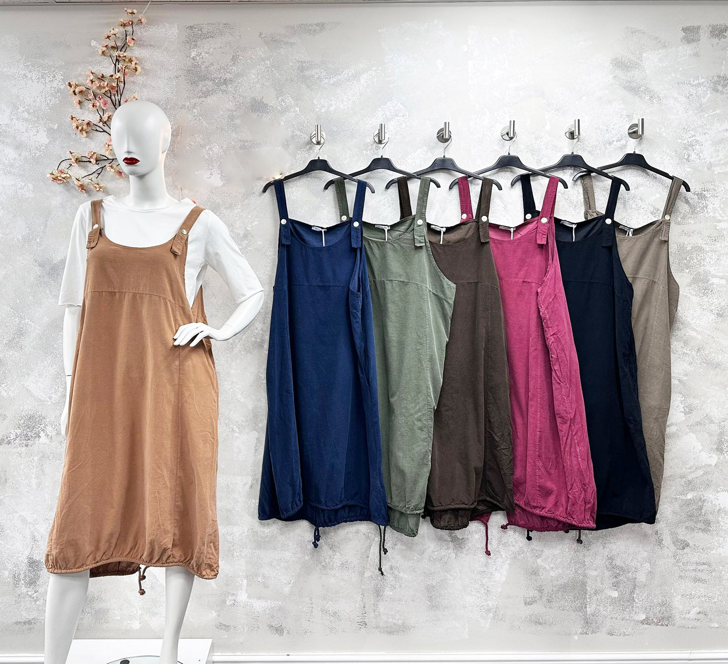 Corduroy Pinafore Midi Dress